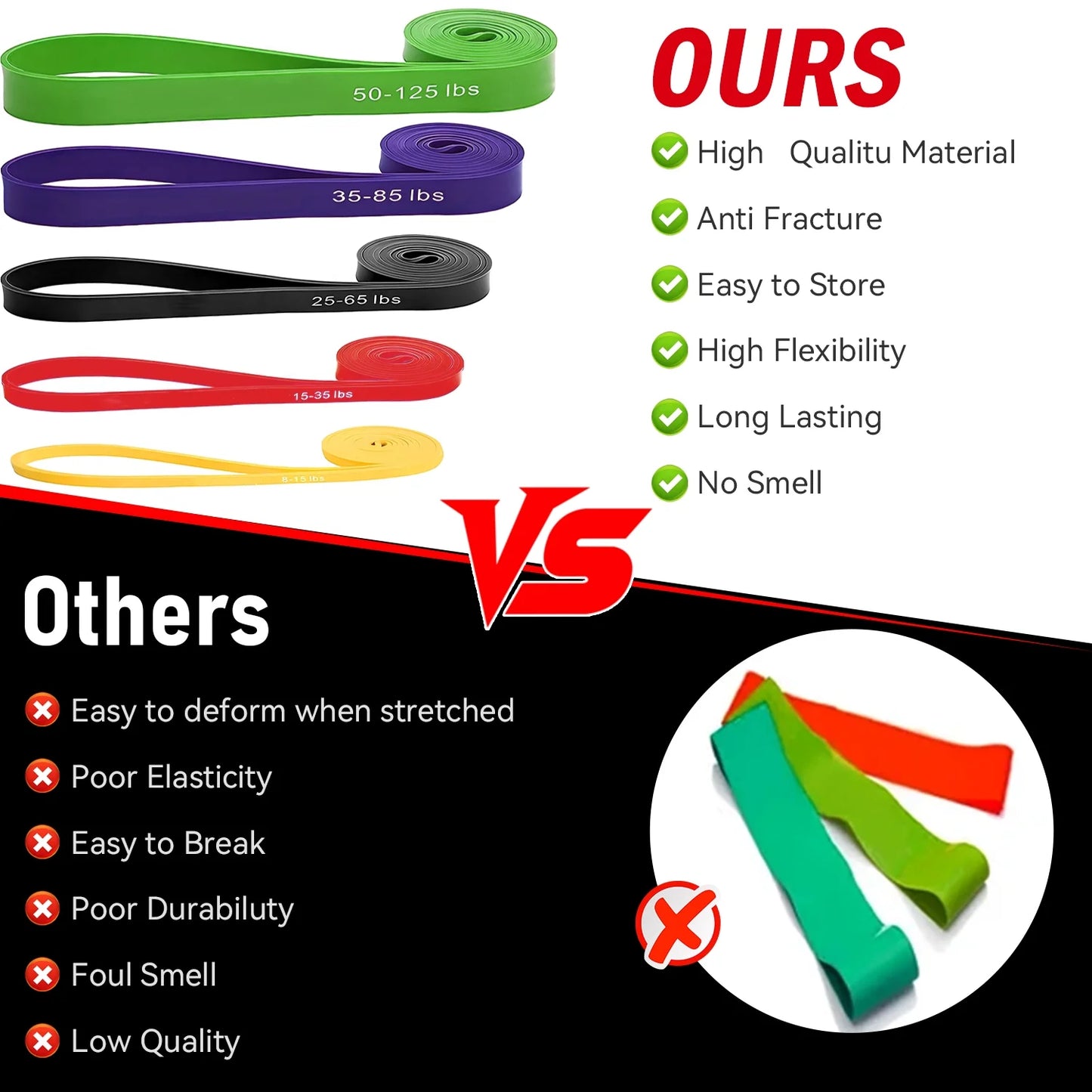 6PCS Resistance Bands Set for Exercise Fitness, Pull-Up Assistance Bands Set , Elastic Workout Bands for Ankle, Leg, Stretching, Yoga and Home Fitness with Carry Bag