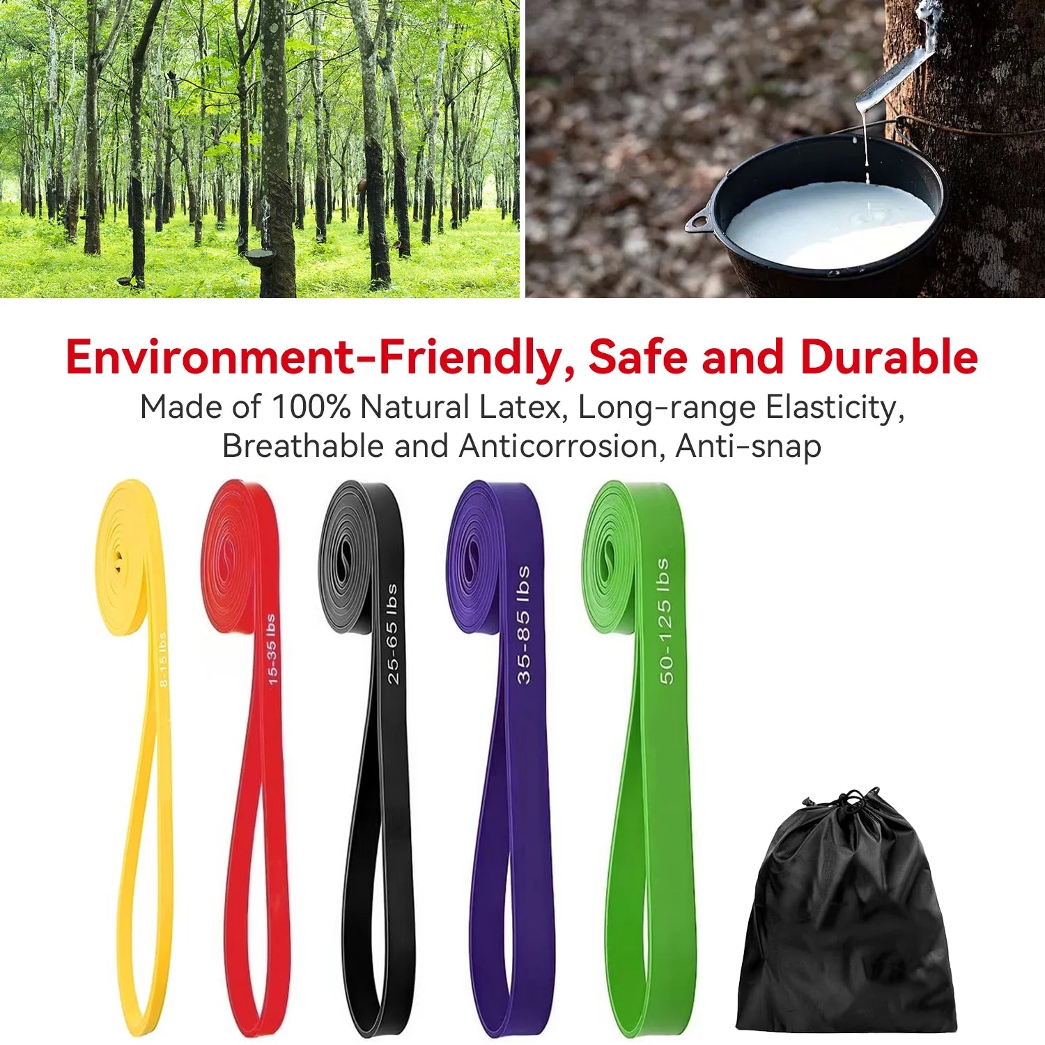 6PCS Resistance Bands Set for Exercise Fitness, Pull-Up Assistance Bands Set , Elastic Workout Bands for Ankle, Leg, Stretching, Yoga and Home Fitness with Carry Bag