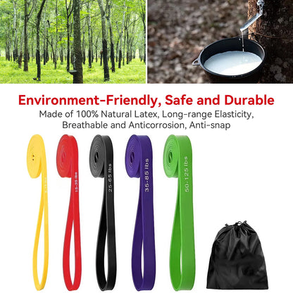 6PCS Resistance Bands Set for Exercise Fitness, Pull-Up Assistance Bands Set , Elastic Workout Bands for Ankle, Leg, Stretching, Yoga and Home Fitness with Carry Bag