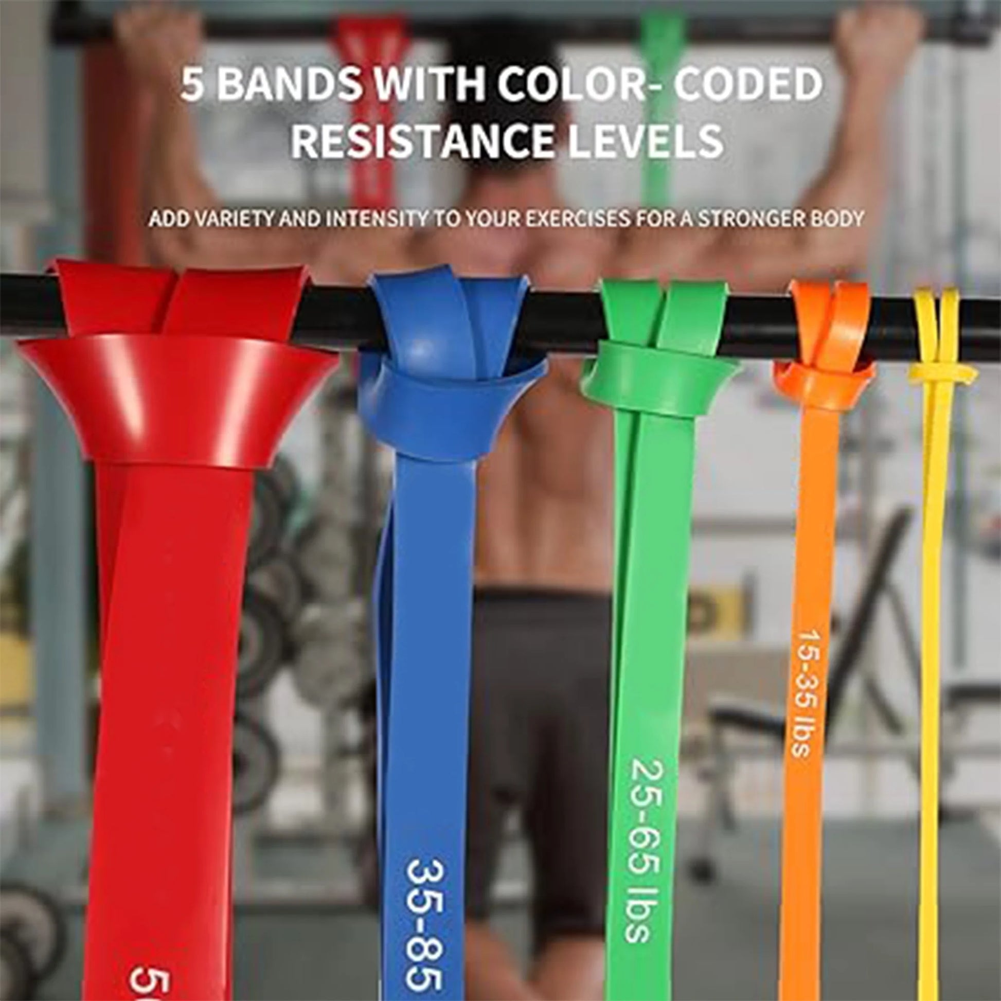 6PCS Resistance Bands Set for Exercise Fitness, Pull-Up Assistance Bands Set , Elastic Workout Bands for Ankle, Leg, Stretching, Yoga and Home Fitness with Carry Bag