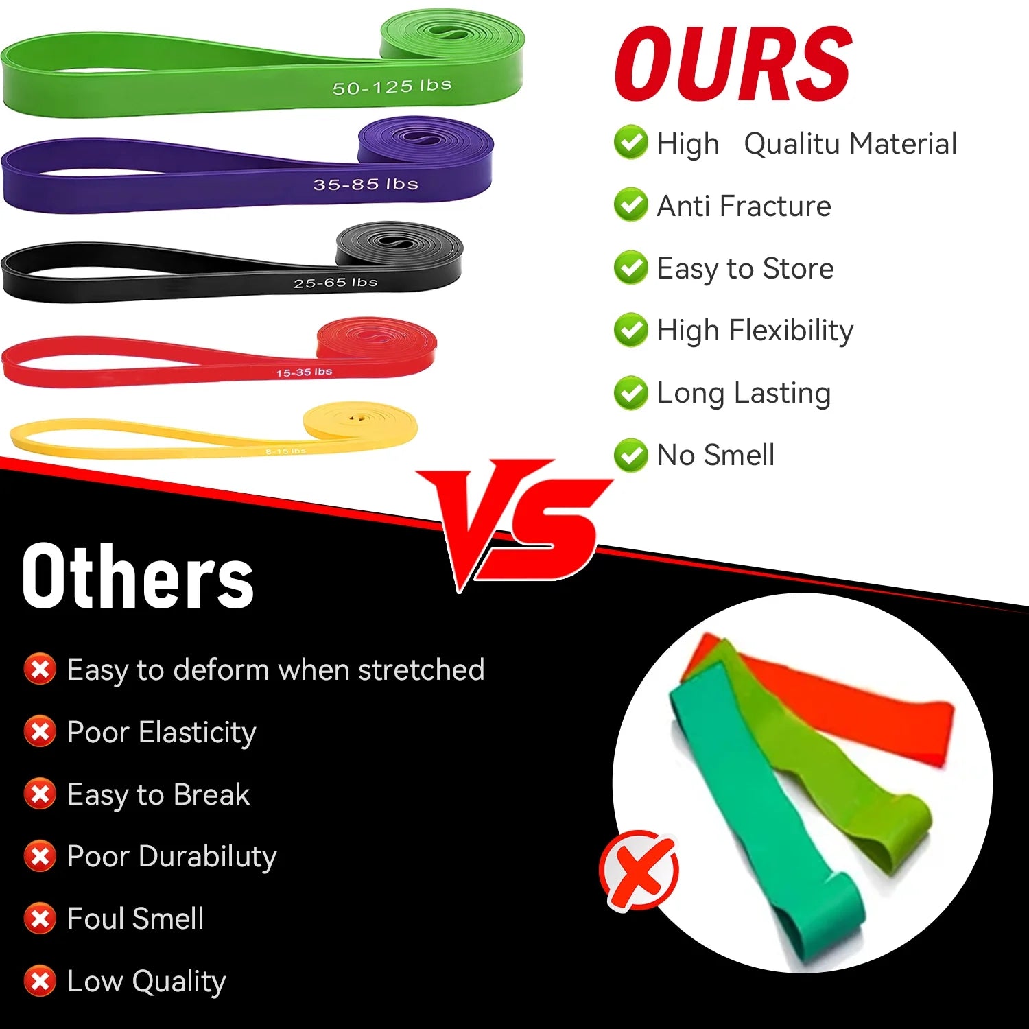 6PCS Resistance Bands Set for Exercise Fitness, Pull-Up Assistance Bands Set , Elastic Workout Bands for Ankle, Leg, Stretching, Yoga and Home Fitness with Carry Bag