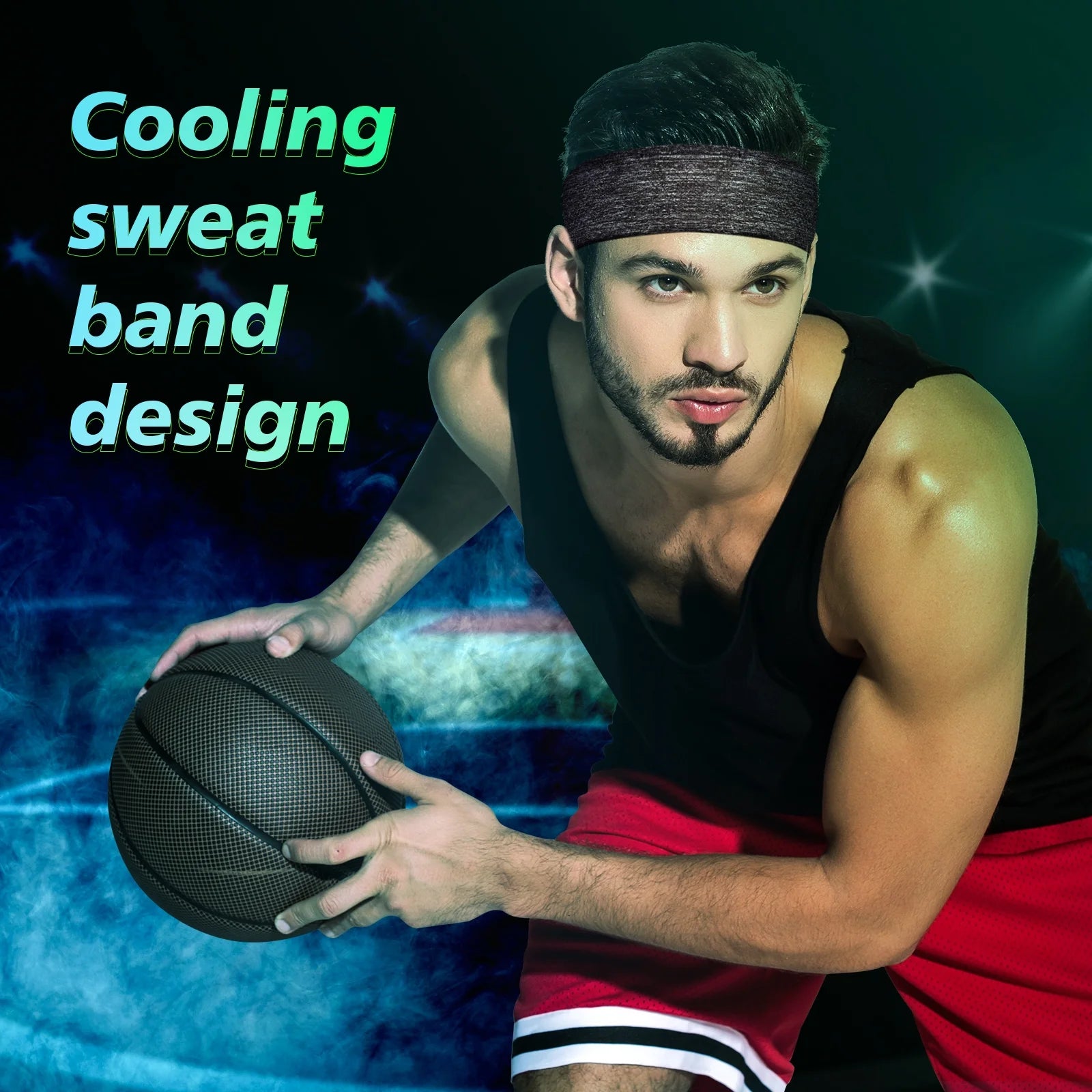 Sweatbands Sports Headband for Men & Women, Moisture Wicking Hairband Athletic Towel Headbands Cotton Head Sweat Bands for Running, Cycling, Yoga, Spa（4 PCS）