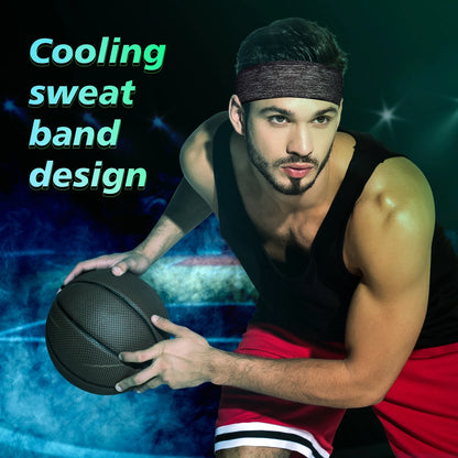 Sweatbands Sports Headband for Men & Women, Moisture Wicking Hairband Athletic Towel Headbands Cotton Head Sweat Bands for Running, Cycling, Yoga, Spa（4 PCS）